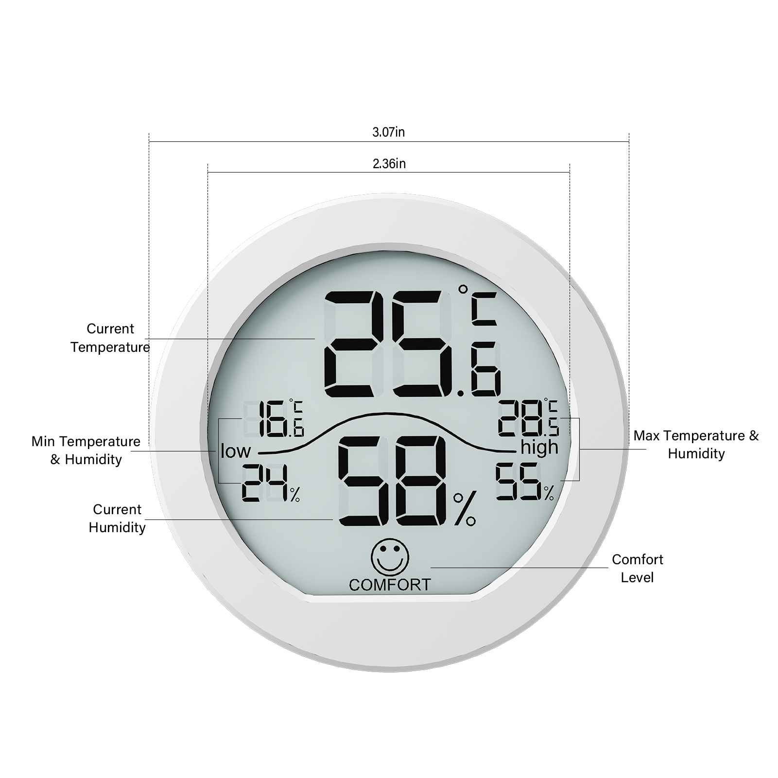 Household Indoor Temperature And Humidity Sensor Detector Alarm Hygrometer Thermometer