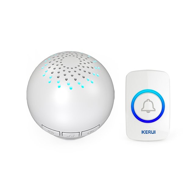 Kerui M522 Wireless Doorbell with F51 Push Button, Operating at over 500 Feet with 32 Chimes, 4 Volume Levels, LED Indicator, 1 Plugin Receiver & 1 Push Button