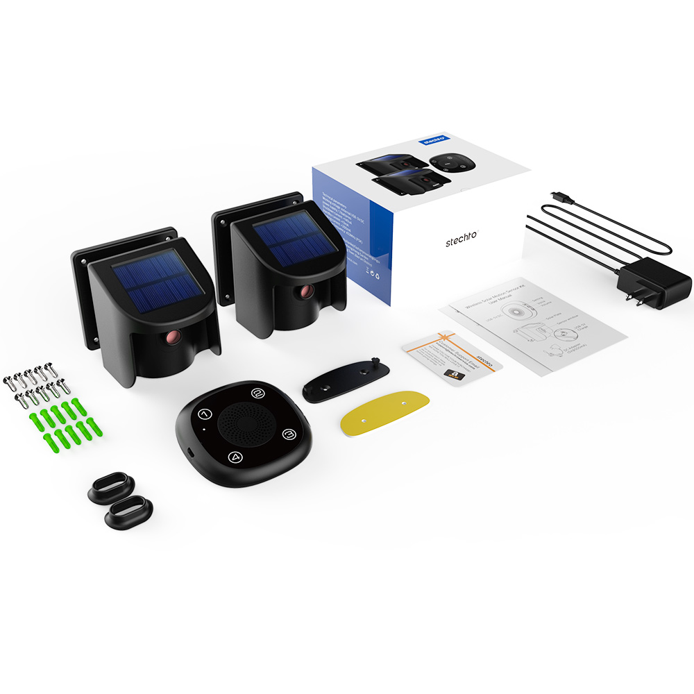 Solar Wireless Driveway Alarm Outdoor Water-Resistant Motion Sensor & Detector DIY Security Alert System Solar Motion Sensor