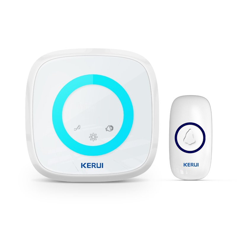 Kerui M516 Wireless Doorbell with F55 Push Button, Operating at over 500 Feet with 52 Chimes, 5 Volume Levels, 4 Working Modes, LED Indicator, 1 Plugin Receiver & 1 Push Button