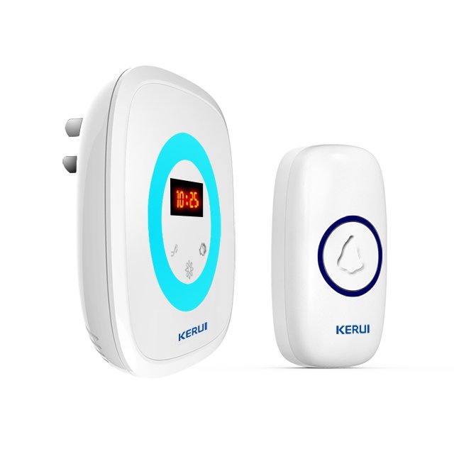 Kerui M526 Time Display Doorbell with F55 Push Button, Operating at over 500 Feet with Time Display, 58 Chimes, 4 Volume Levels, 4 Working Modes, 1 Plugin Receiver & 1 Push Button