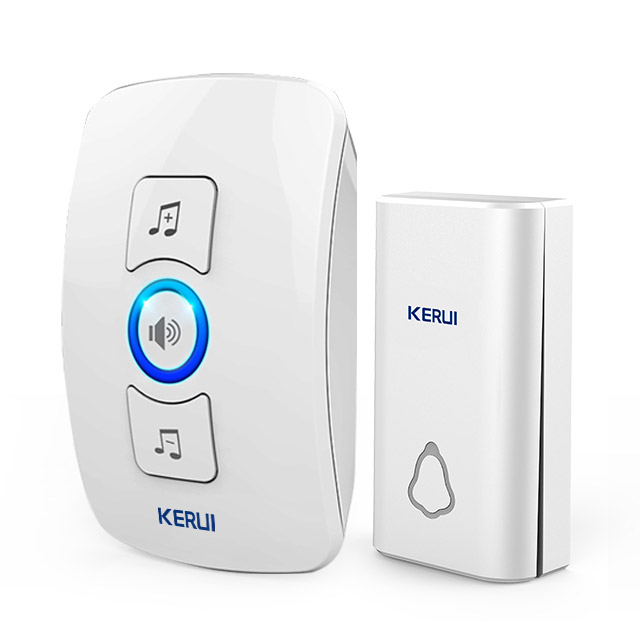Kerui M656 Wireless Doorbell with F561 Push Button, Operating at over 650 Feet with 32 Chimes, 4 Volume Levels, 3 Working Modes, 1 Plugin Receiver & 1 Push Button